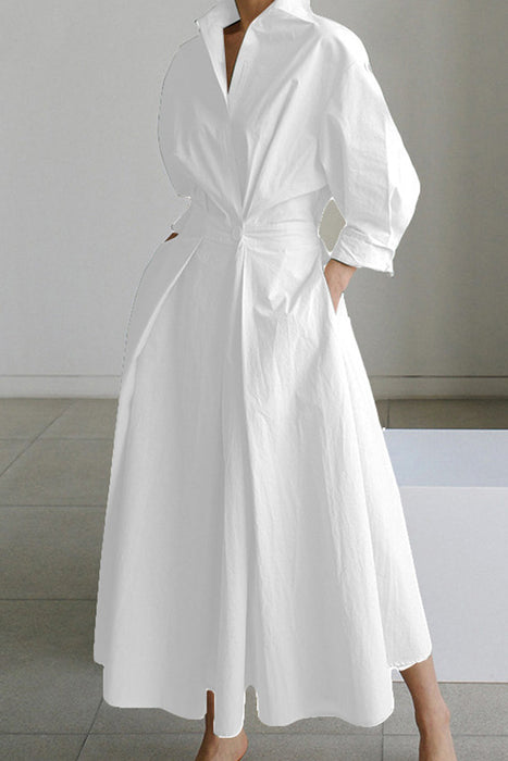 Casual print Effen Lapwerk V-hals Lange jurken Elegant voor speciale gelegenheden