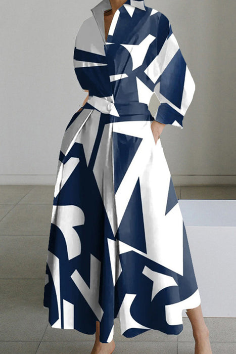 Casual print Effen Lapwerk V-hals Lange jurken Elegant voor speciale gelegenheden