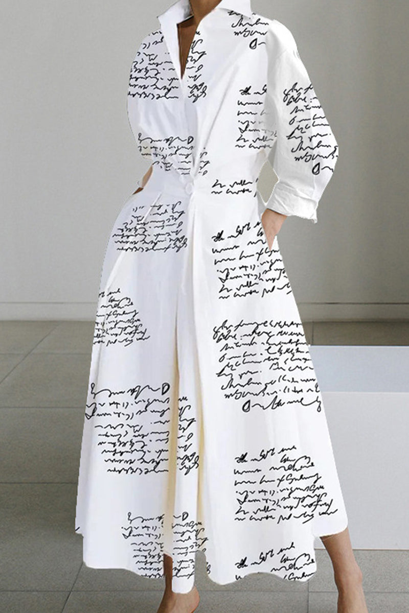 Casual print Effen Lapwerk V-hals Lange jurken Elegant voor speciale gelegenheden