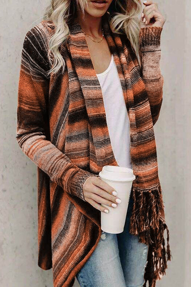 Cárdigans de retazos con borlas y estampado informal y elegante (5 colores)