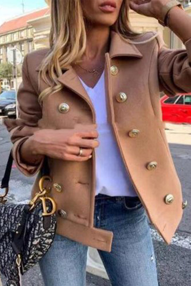 Casual & Stylish Classic Solid Patchwork Buckle Turndown Collar Outerwear(4 Colors)