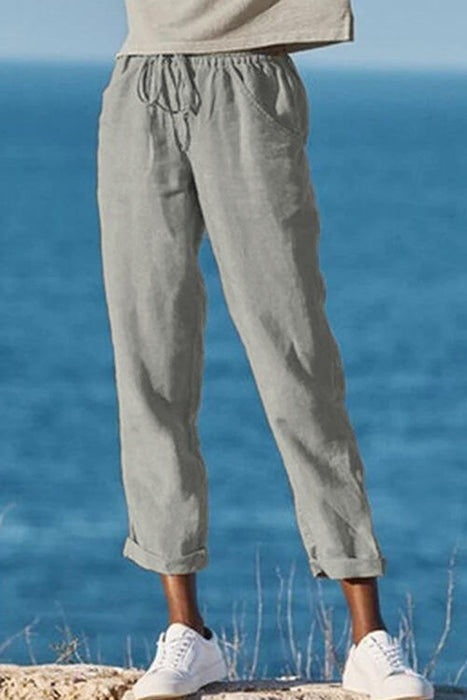 Moda Casual y elegante Clásico Bolsillo sólido Sueltos Pantalones de pierna ancha