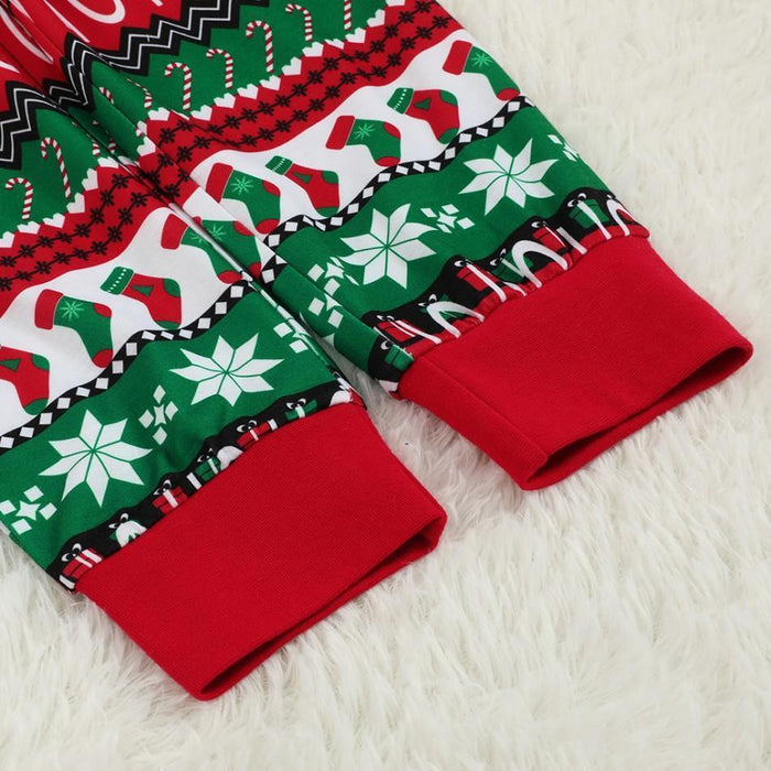 Family Matching Merry Christmas Top and Socks Patterned Pants Pajamas Set