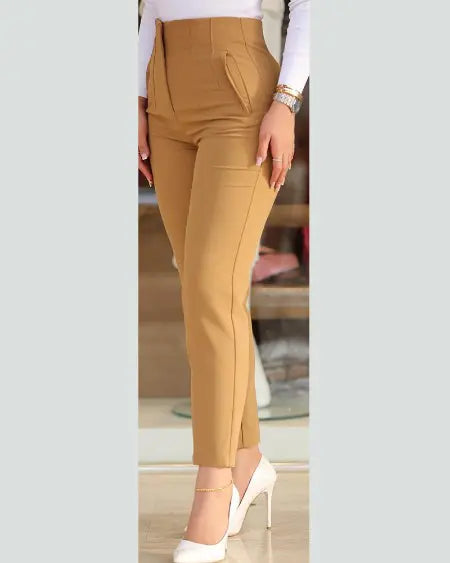 High Waist Work Pants in Cropped Length