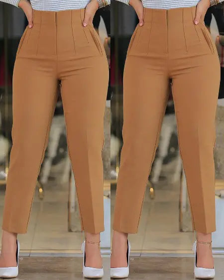 High Waist Work Pants in Cropped Length