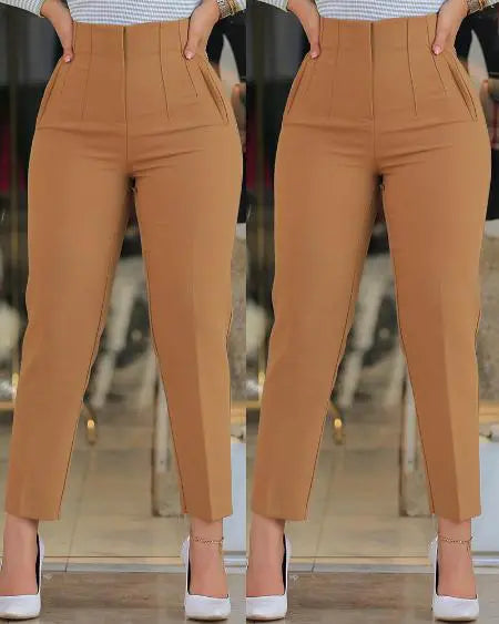 High Waist Work Pants in Cropped Length