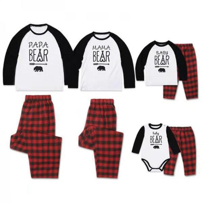 Family Bear Plaid Christmas Matching Pajamas Set