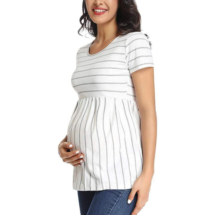 Striped maternity short sleeve