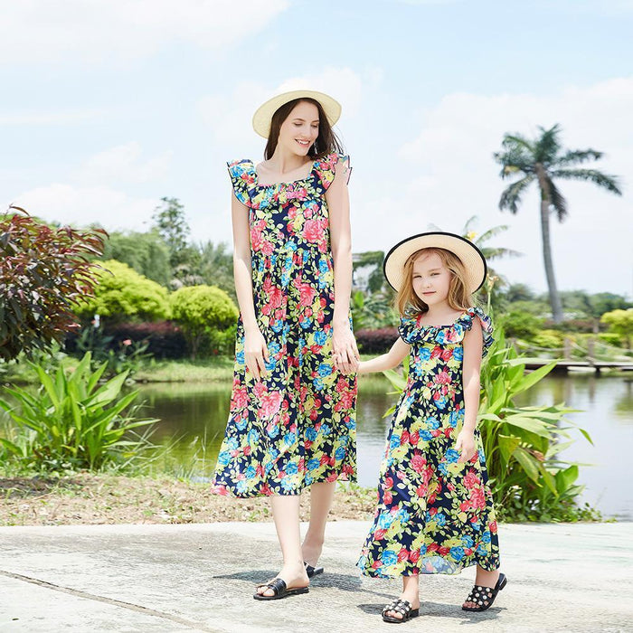 Mommy and Me Rose Print  Dresses