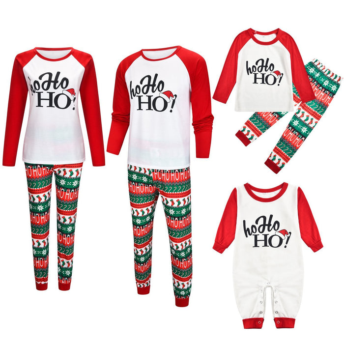 Family Matching Merry Christmas Top and Socks Patterned Pants Pajamas Set