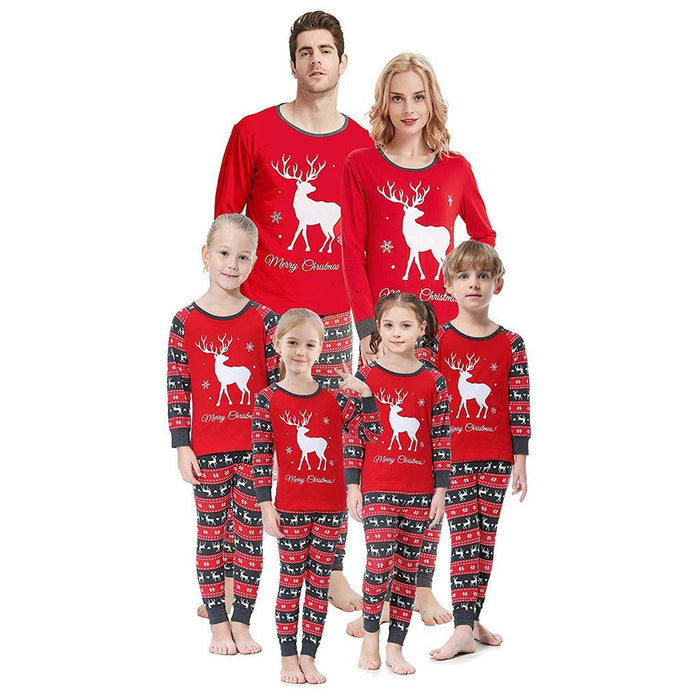 Christmas Reindeer Patterned Family Matching Pajamas Set