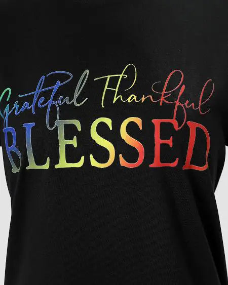 Casual Ombre T-shirt met "Grateful Thankful Blessed" print 