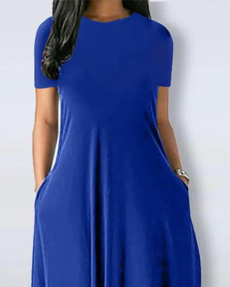 Casual jurk met korte mouwen en zakdetail 