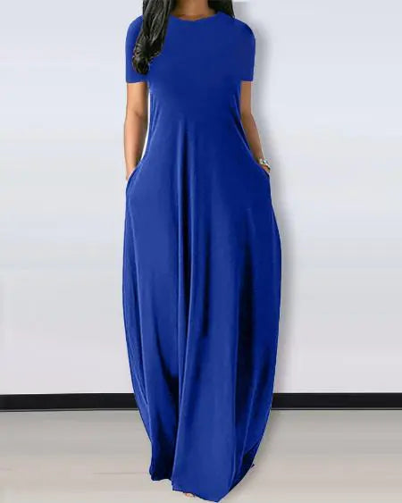 Casual jurk met korte mouwen en zakdetail 