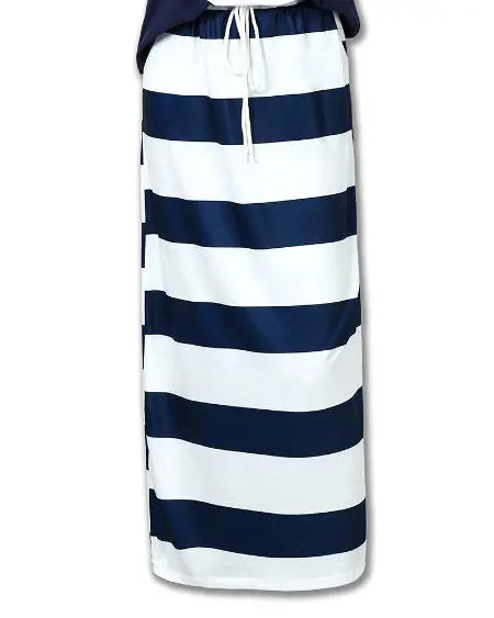 T-Shirt & Striped Skirt Combo with Boat Anchor Print