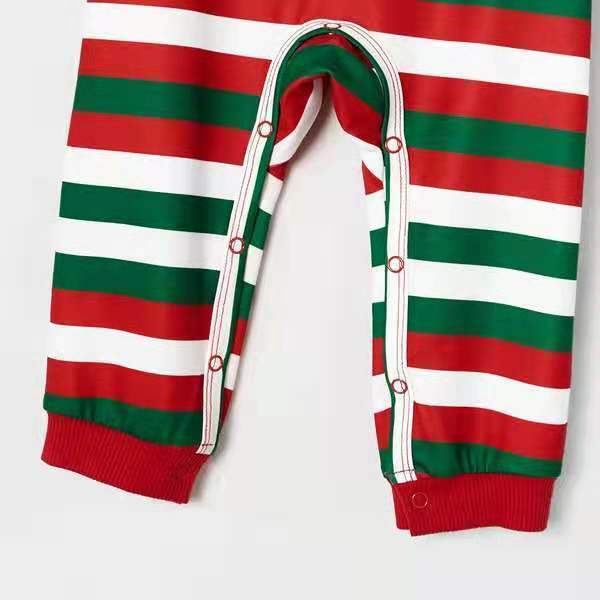 Christmas Red Green and White Stripe Family Matching Pajamas Set