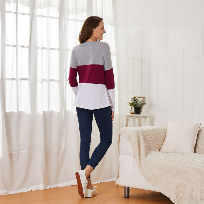 Casual Color Contrast Long-sleeve