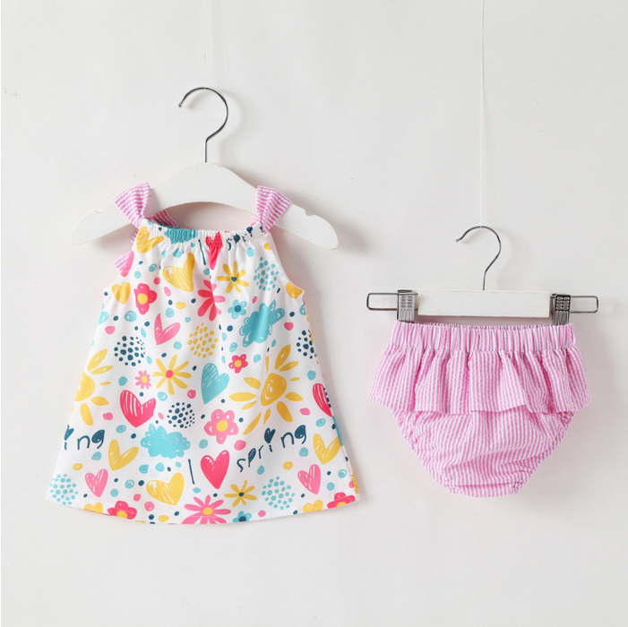 Baby Cute Cartoon Print Top and PP Shorts Set