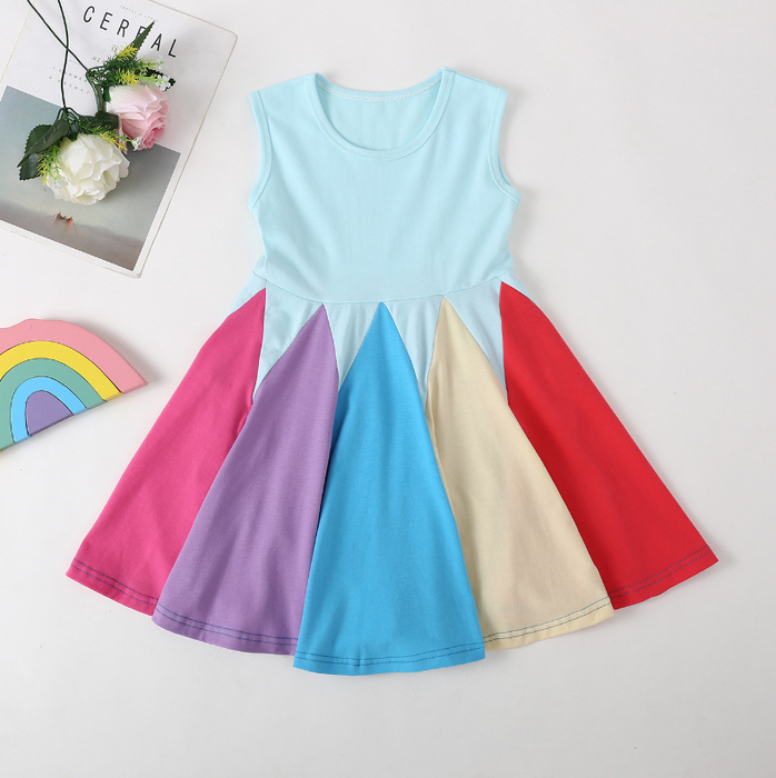 Mouwloze regenboogjurk voor baby's/peuters