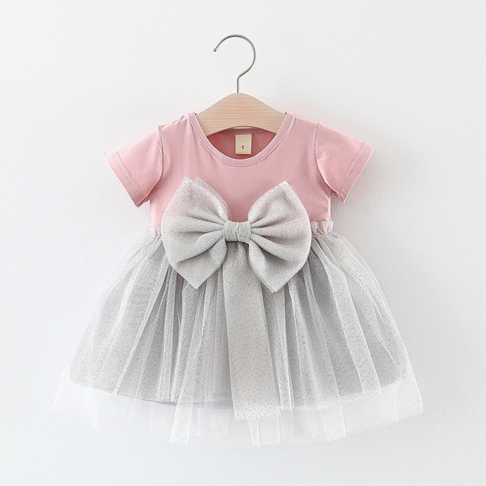 Baby Girls Bow Blinking Mesh Dress