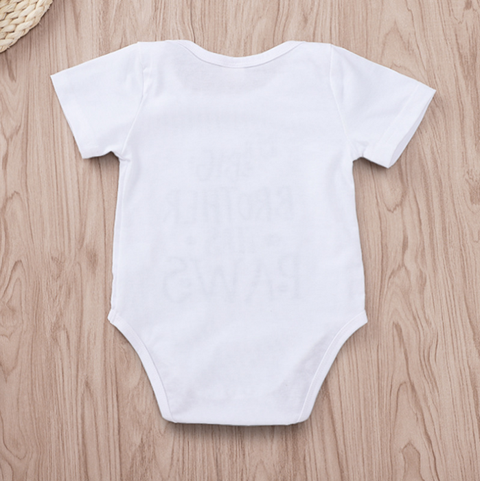 "My big sister/brother has paws" Letter Printed Baby Jumpsuit