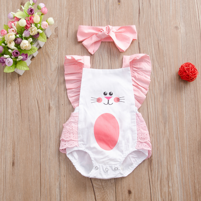 Cute Cartoon Bunny with 3D Tail Baby Jumpsuit