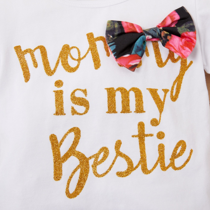 "Mommy is my bestie" Floral Printed Baby Set