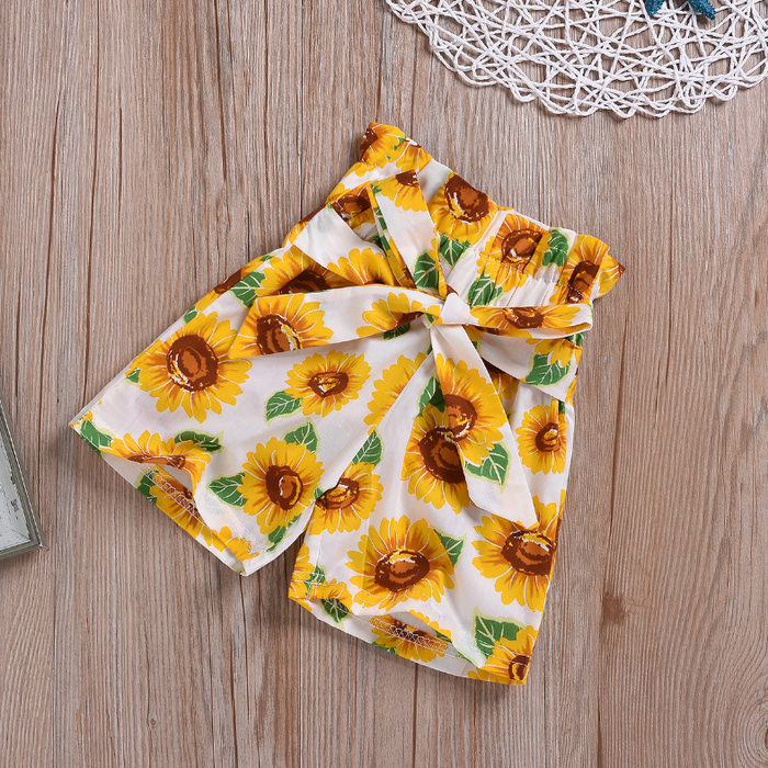 Baby / Toddler Solid Strappy Top and Sunflower Print Shorts Sets