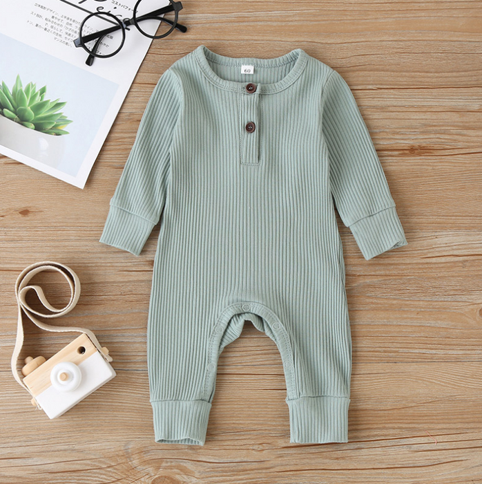 Baby Boy / Girl Cotton Knitted Style Solid Cardigan Long-sleeve Jumpsuit