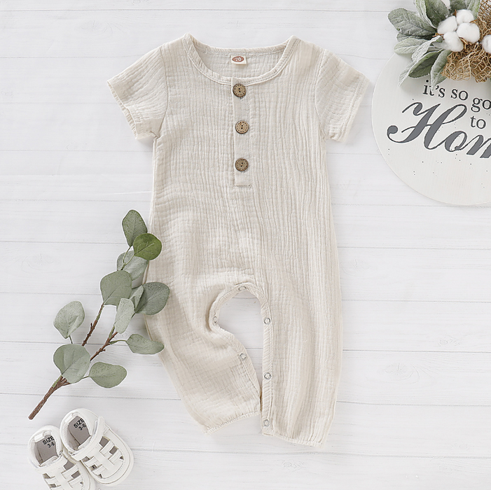 Baby Solid Short Sleeve Jumpsuit
