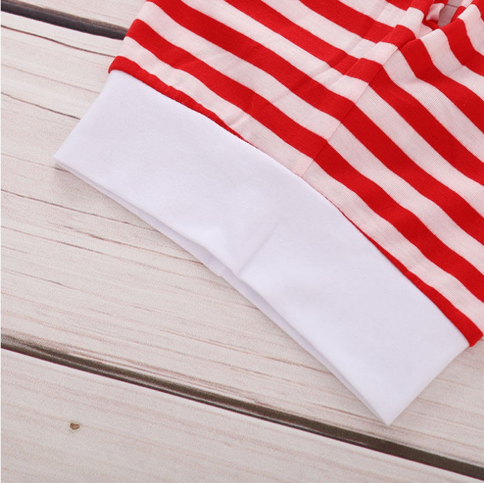 3-piece Baby Christmas Long-sleeve Bodysuit and Stripe Pants with Headband Set