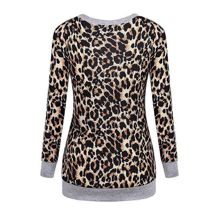 Sassy Leopard Print Long-sleeve Nursing Top