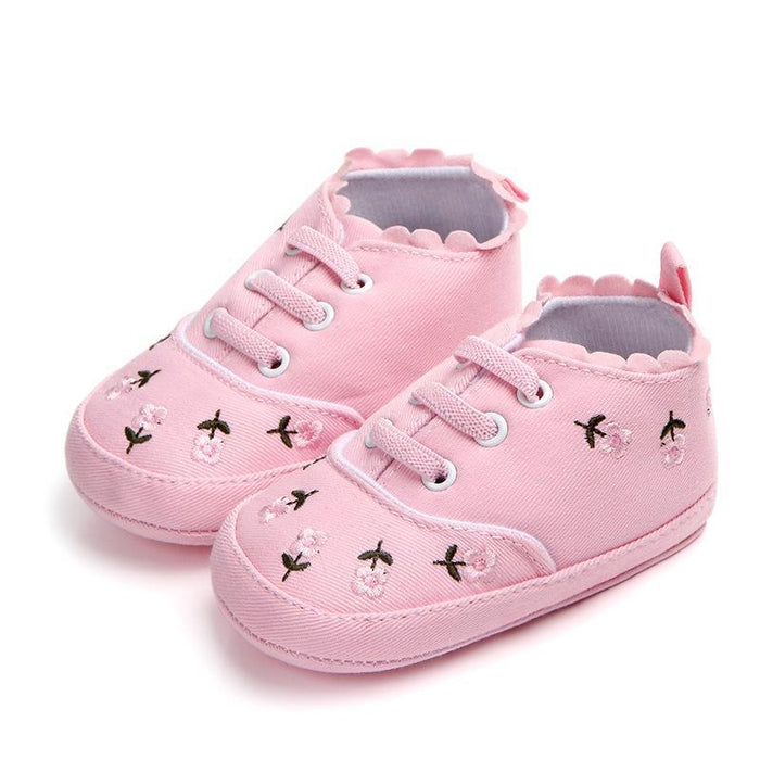 Baby / Toddler Girl Sweet Flower Embroidered Denim Prewalker Shoes