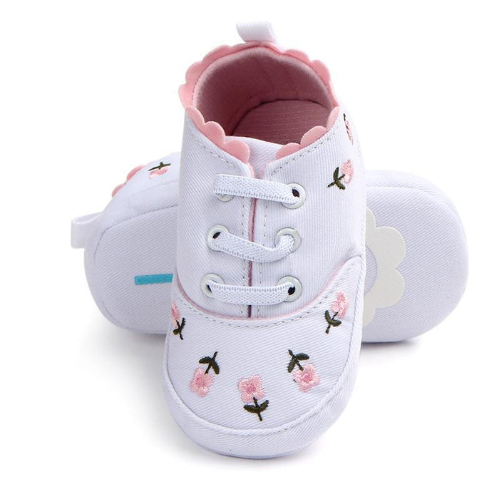 Baby / Toddler Girl Sweet Flower Embroidered Denim Prewalker Shoes