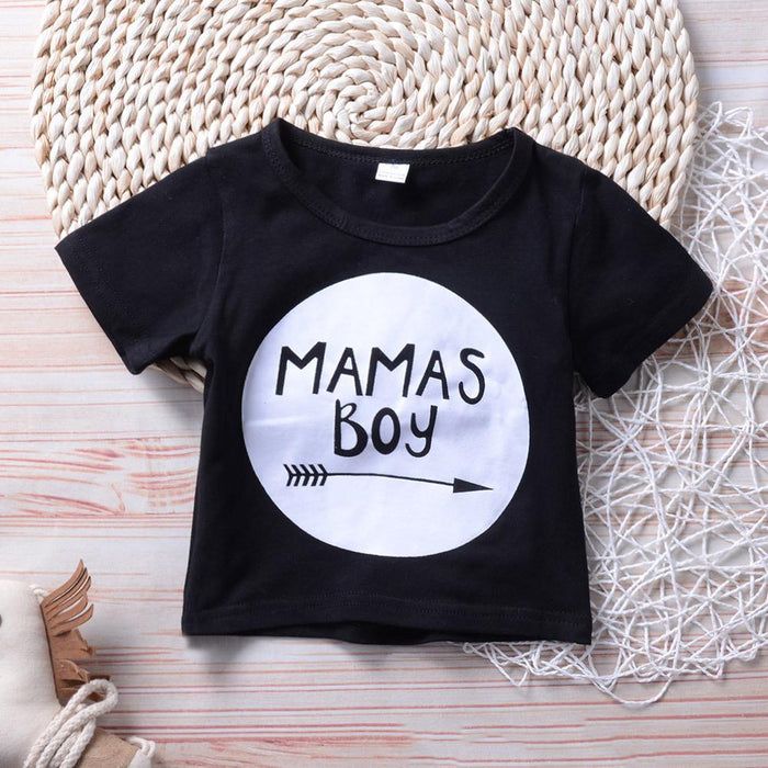 Conjunto de camiseta y pantalones con estampado de MAMA'S BOY de moda para bebé niño