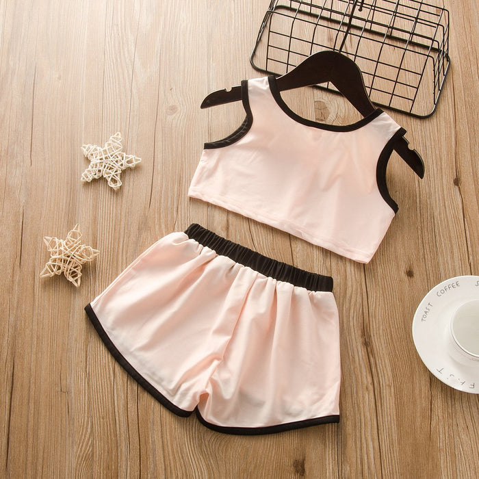 Solid Short-sleeve Top and Shorts Set