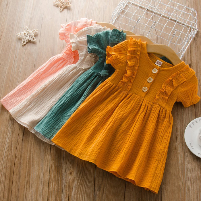 Baby/Toddler's  Color Solid Round-collar dress