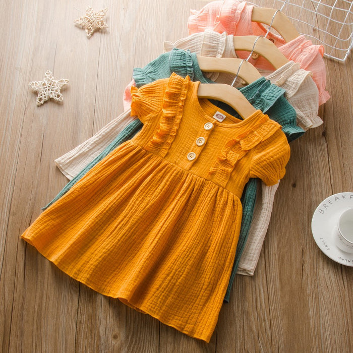 Baby/Toddler's  Color Solid Round-collar dress