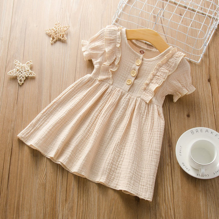 Baby/Toddler's  Color Solid Round-collar dress