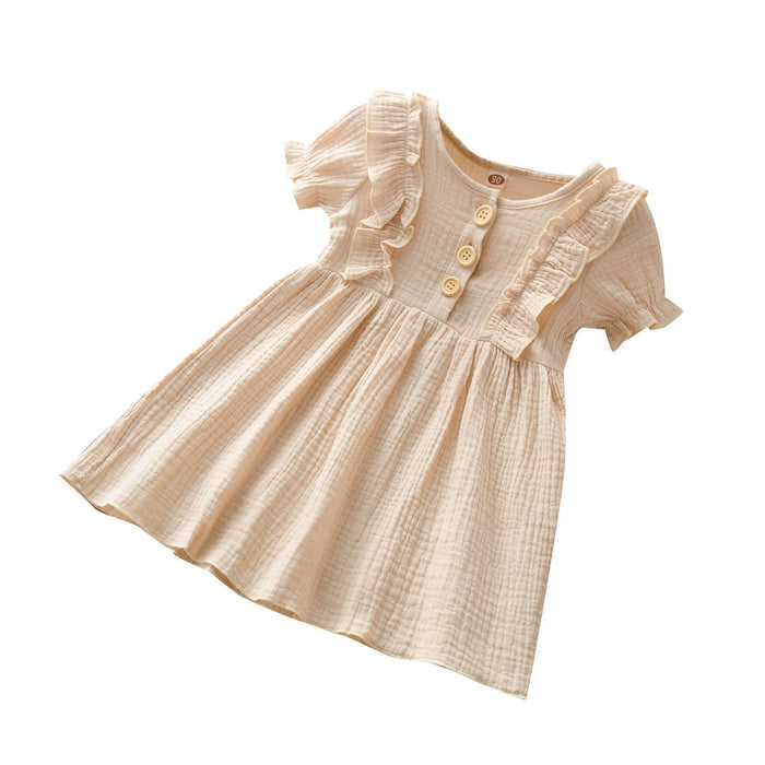 Baby/Toddler's  Color Solid Round-collar dress