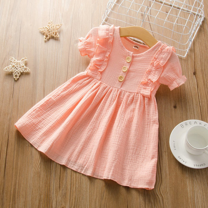 Baby/Toddler's  Color Solid Round-collar dress