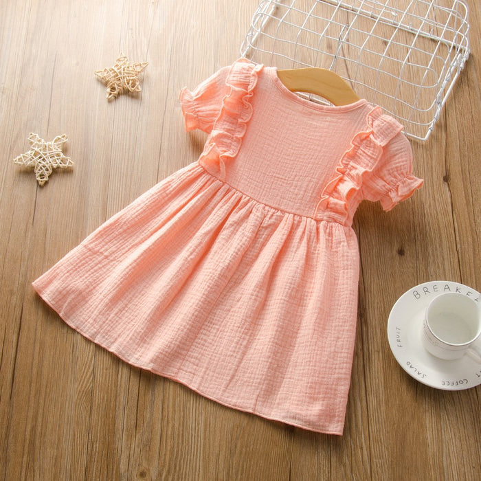 Baby/Toddler's  Color Solid Round-collar dress