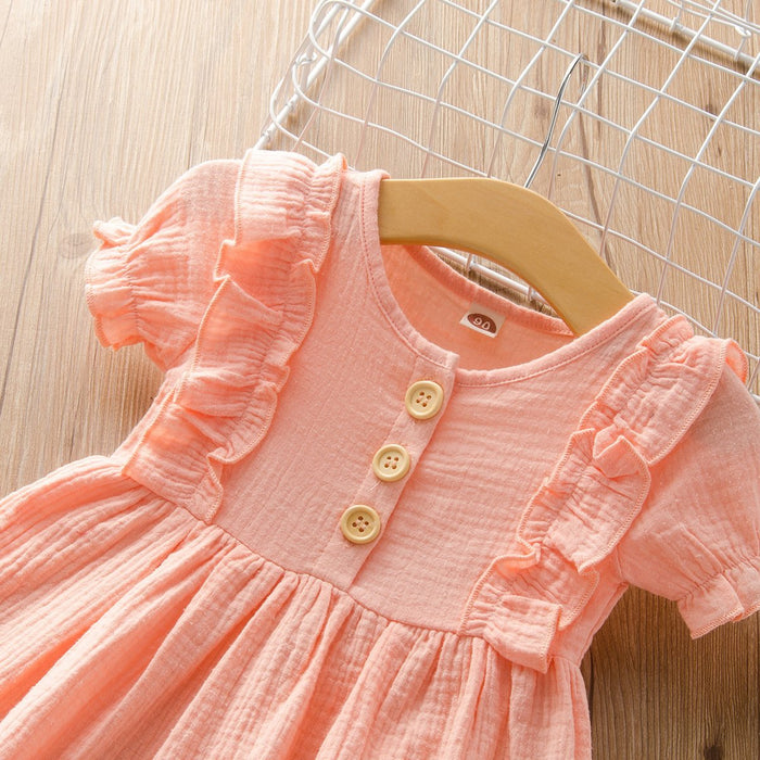 Baby/Toddler's  Color Solid Round-collar dress