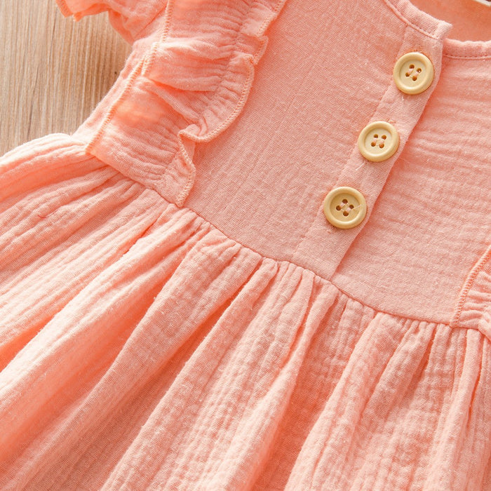 Baby/Toddler's  Color Solid Round-collar dress