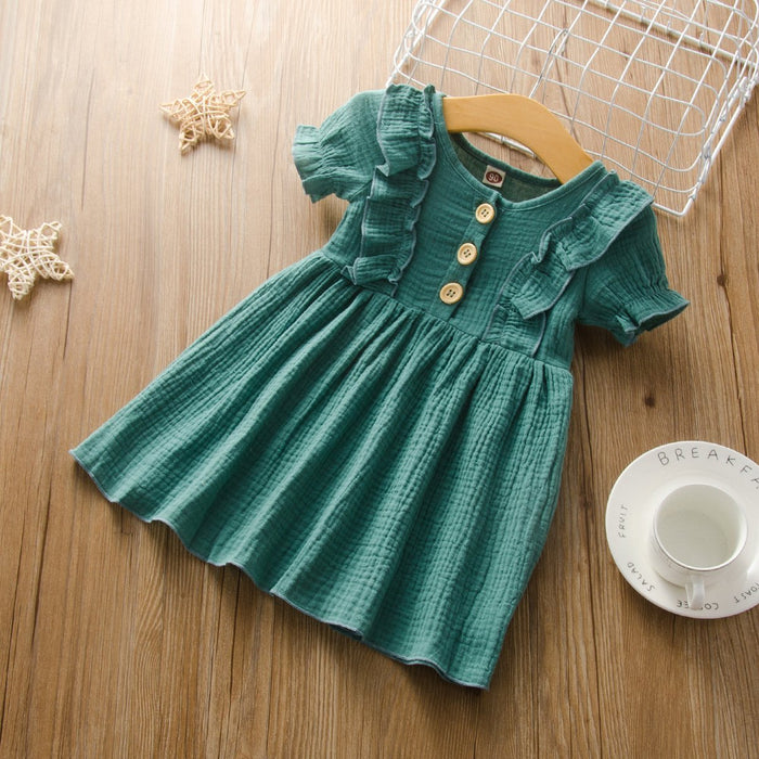 Baby/Toddler's  Color Solid Round-collar dress