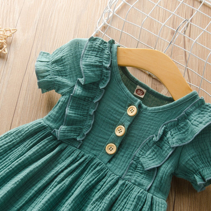 Baby/Toddler's  Color Solid Round-collar dress