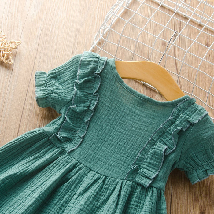 Baby/Toddler's  Color Solid Round-collar dress