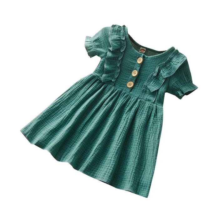 Baby/Toddler's  Color Solid Round-collar dress