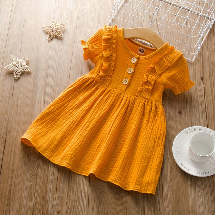 Baby/Toddler's  Color Solid Round-collar dress