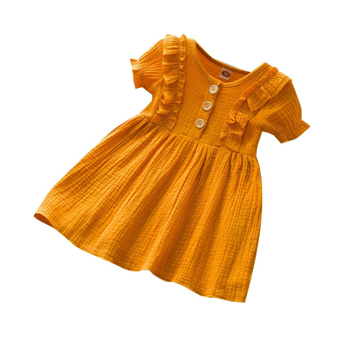 Baby/Toddler's  Color Solid Round-collar dress